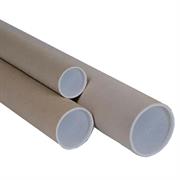 TUBO IN CARTONE AVANA doppio tappo trasparente 70cm diam 6cm
