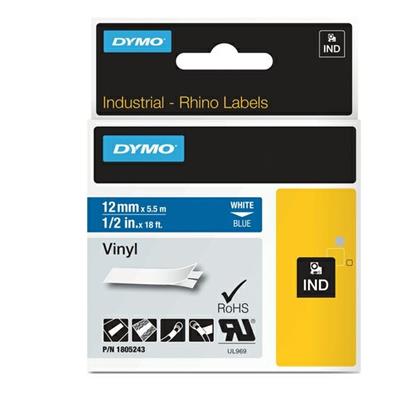 NASTRO VINILE 19mm x 5.5mt nero su bianco 18445 RHINO