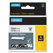 Nastro nylon dymo rhino  mm12x3,5mt nero/bianco