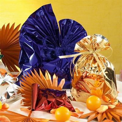 25 BUSTE REGALO IN PPL METAL LUCIDO 40x60cm BLU senza patella ad