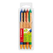 Astuccio 4 penna a sfera a scatto POINTBALLÂ® GREEN STABILO 4col