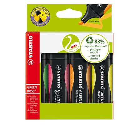 ASTUCCIO 4 EVIDENZIATORE STABILOÂ® GREEN BOSSÂ® 83recycled assor