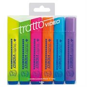 Evidenziatore tratto video busta 6pz giallo/verde/arancio/blu/ro