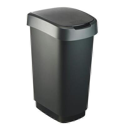 Cestino ppl c/coperchio basculante 50l colore nero/grigio