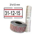 PACK 10 ROTOLI 1000 ETICH. 21x12mm BIANCO PERM. con RIGHE ROSSE