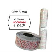 PACK 10 ROTOLI 1000 ETICH. 26x16mm ONDA scontato BIANCO PERM. P