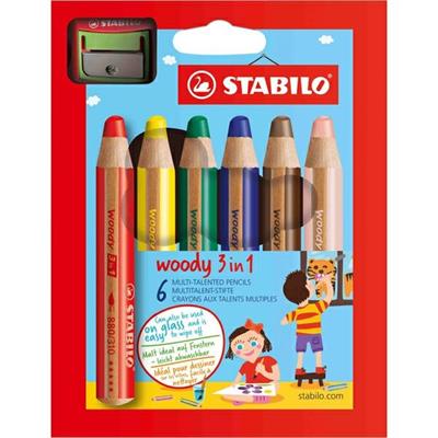Stabilo woody 3 in 1 XXL matita cera acquarello 6pz