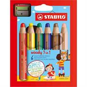 Stabilo woody 3 in 1 XXL matita cera acquarello 6pz