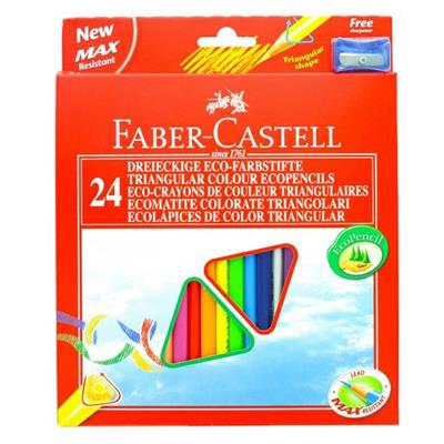 ASTUCCIO 24 PASTELLI COLORATI TRIANGOLARI ECO + TEMPERINO FABER