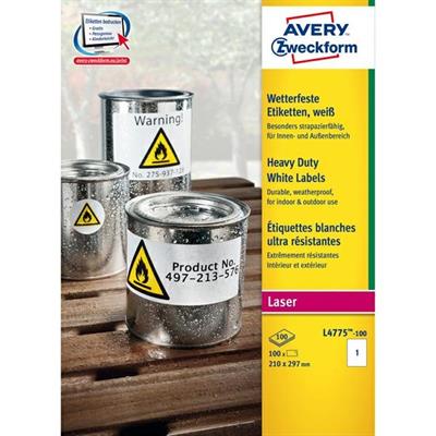 Poliestere adesivo L4775 bianco 100fg A4 210x297mm (1et/fg) lase