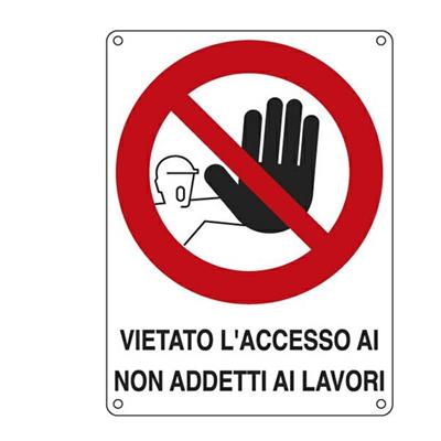 Cartello alluminio 27x37cm Vietato accesso non addetti ai lavor