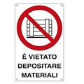 CARTELLO ALLUMINIO 27x43cm 'E' VIETATO DEPOSITARE MATERIALI''