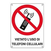 CARTELLO ALLUMINIO 16,6x23,3cm 'VIETATO L'USO DI TELEFONI CELLUL