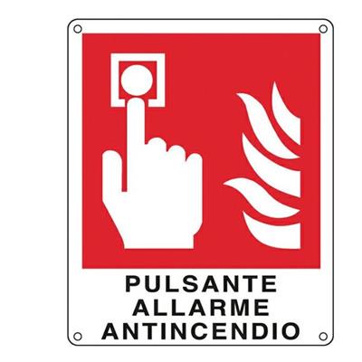 Cartello alluminio 12X14,5 Pulsante allarme antincendio