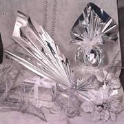 50 BUSTE REGALO IN PPL METAL LUCIDO 16x21+4cm ARGENTO con patell