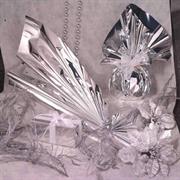 50 BUSTE REGALO IN PPL METAL LUCIDO 25x40+5cm ARGENTO con patell