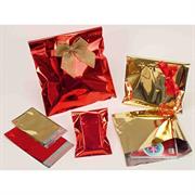 50 BUSTE REGALO IN PPL METAL LUCIDO 35x50+5cm ROSSO con patella