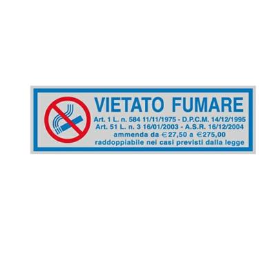 TARGHETTA ADESIVA 165x50mm VIETATO FUMARE con normativa