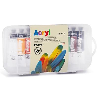 Scatola PPL 10 tubetti PRIMO tempera acrilica 18ml.