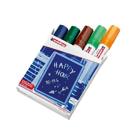 Astuccio 5 marcatori EDDING 4090 punta scalpello gesso liquido c