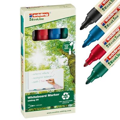 BUSTA 4 MARCATORE PER LAVAGNE BIANCHE EDDING 28 ECOLINE COL. ASS