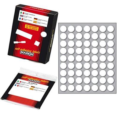Etichetta adesiva bianca tonda Ã˜14mm (10fogli x 63etichette) Ma
