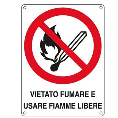 CARTELLO ALLUMINIO 16,6x23,3cm 'Vietato fumare e usare fiamme li