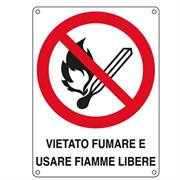 CARTELLO ALLUMINIO 16,6x23,3cm 'Vietato fumare e usare fiamme li