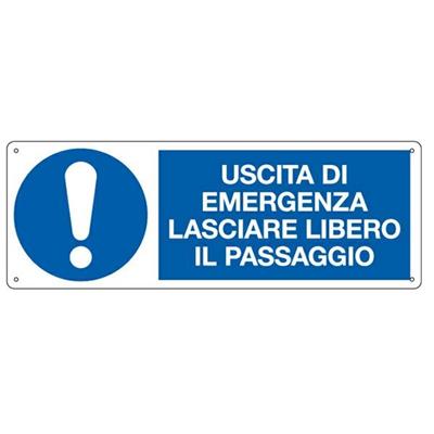 CARTELLO ALLUMINIO 35x12,5cm 'Uscita di emergenza lasciare liber