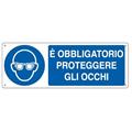 CARTELLO ALLUMINIO 35x12,5cm 'E' obligatorio proteggere gli occh