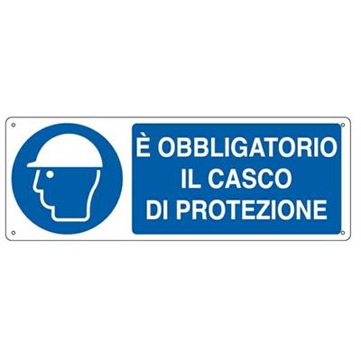 CARTELLO ALLUMINIO 35x12,5cm 'E' obligatorio il casco di protezi