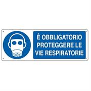 CARTELLO ALLUMINIO 35x12,5cm 'E' obligatorio proteggere le vie r