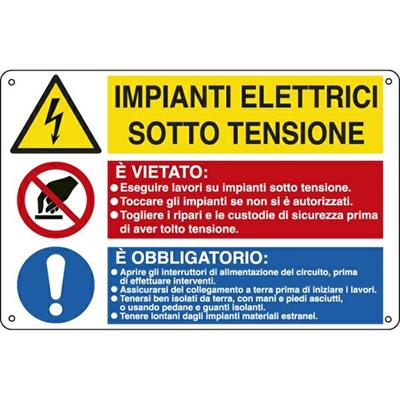 CARTELLO ALLUMINIO 50x33,3cm 'Impianti elettrici / E' vietato../