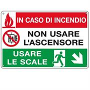 CARTELLO ALLUMINIO 30x20cm 'In caso di incendio non usare l'asce