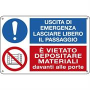CARTELLO ALLUMINIO 30x20cm 'Uscita di emergenza.../Vietato depos