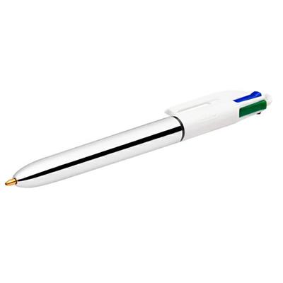 Penna sfera scatto bic 4 colori 1.0mm shine silver