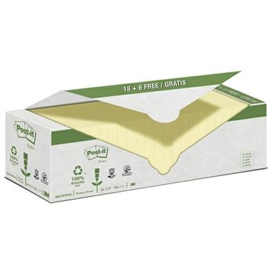 VALUE PACK 24 BLOCCO 100fg Post-itÂ® CARTA RICICLATA GIALLO 76X7