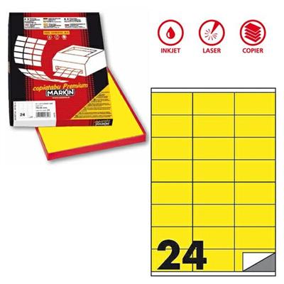 Etichetta adesiva C/500 giallo fluo 100fg A4 70x36mm (24et/fg) M