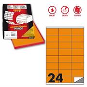 Etichetta adesiva C/500 arancio fluo 100fg A4 70x36mm (24et/fg)