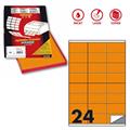 Etichetta adesiva C/500 arancio fluo 100fg A4 70x36mm (24et/fg)