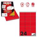 Etichetta adesiva C/500 rosso fluo 100fg A4 70x36mm (24et/fg) Ma