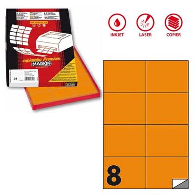 Etichetta adesiva C/512 arancio fluo 100fg A4 105x74mm (8et/fg)