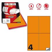 Etichetta adesiva C/519 arancio fluo 100fg A4 105x148mm (4et/fg)