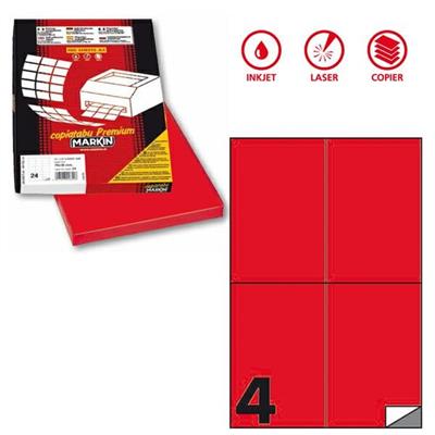 Etichetta adesiva C/519 rosso fluo 100fg A4 105x148mm (4et/fg) M