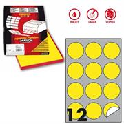Etichetta adesiva R/310 giallo fluo 100fg A4 tonda Ã˜60mm (12et/