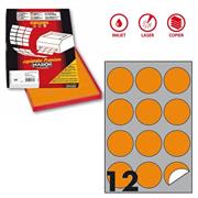 Etichetta adesiva R/310 arancio fluo 100fg A4 tonda Ã˜60mm (12et