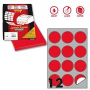 Etichetta adesiva R/310 rosso fluo 100fg A4 tonda Ã˜60mm (12et/f