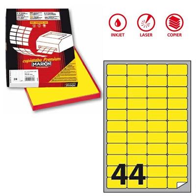 Etichetta adesiva A/406 giallo fluo 100fg A4 47,5x25,5mm (44et/f
