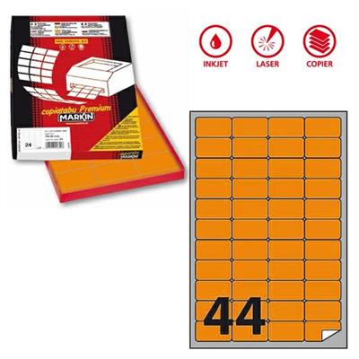Etichetta adesiva A/406 arancio fluo 100fg A4 47,5x25,5mm (44et/