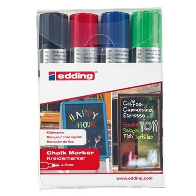 Busta 4 marcatori EDDING 4090 punta scalpello gesso liquido col.